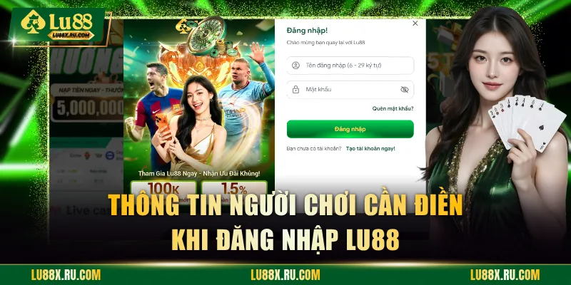 Thông tin người chơi cần điền khi đăng nhập LU88